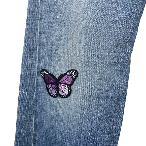 Levi’s Classic Boot butterfly Patches Denim Light Blue jeans Size 2 - Picture 5 of 13